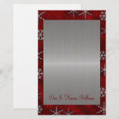 Papeterie Rouge Velour et flocons d'argent (Devant / Derrière)