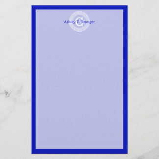 Papeterie Royal Blue Wt Grèce clé cadre de ligne initiale Mo