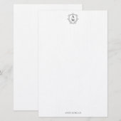 Papeterie Royal Monogram Crest Classic Noir Personnalisé (Devant / Derrière)