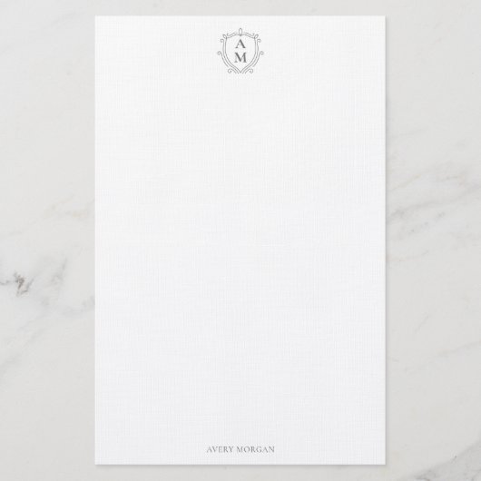 Papeterie Royal Monogram Crest Smokey Grey Personnalisé (Devant)