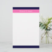 Papeterie Ruban Monogramme Navy Blue uni Rose Choc #2 Nom (Debout devant)