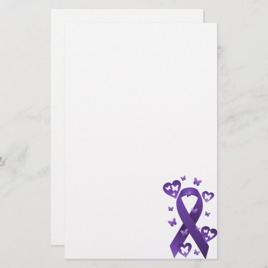 Papeterie Ruban pourpre de conscience (Devant / Derrière)