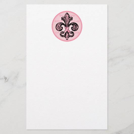 Papeterie Ruban rose Fleur de lis (Devant)