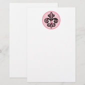 Papeterie Ruban rose Fleur de lis (Devant / Derrière)