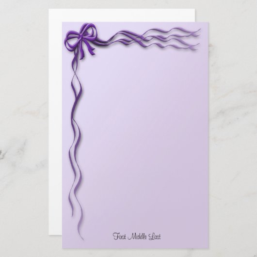 Papeterie Rubans violets et bordures de lignes (Devant / Derrière)