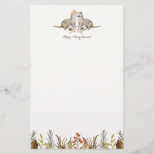 Papeterie Russe Boho Woodland Otter Mariage d'aquarelle (Devant)