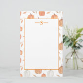 Papeterie Russe Orange Blanc Citrouilles Automne Feuilles Mo (Debout devant)