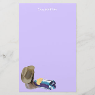 Papeterie Rustic Cowboy Hat Blue Purple Blanket Custom