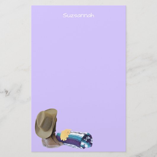 Papeterie Rustic Cowboy Hat Blue Purple Blanket Custom (Devant)