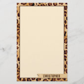 Papeterie Rustic Textile Empreinte de léopard Ajouter un nom (Devant)