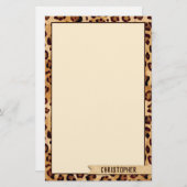 Papeterie Rustic Textile Empreinte de léopard Ajouter un nom (Devant / Derrière)