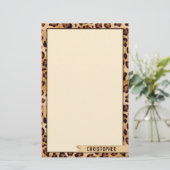 Papeterie Rustic Textile Empreinte de léopard Ajouter un nom (Debout devant)