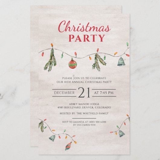 Papeterie Rustique Noël Fête Invitation (Devant / Derrière)