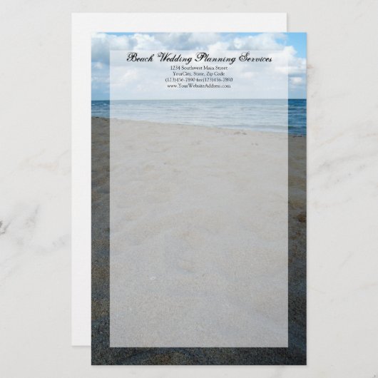 Papeterie Sables bleu et Brown ~ Mariage plage (Devant / Derrière)