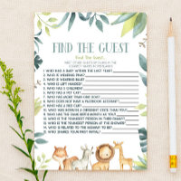 Safari Zoo Animaux Trouver Le Jeu Baby shower Invi