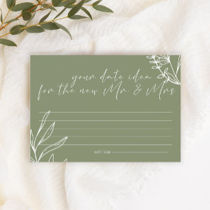 Papeterie Sage Green Flowers Date Nuit Idée Douche Jeu