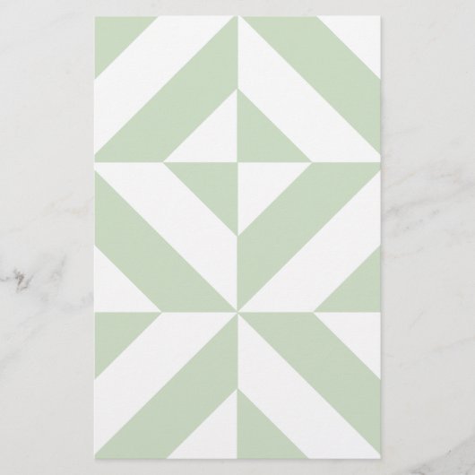 Papeterie Sage Green Geometric Deco Cube Pattern (Devant)