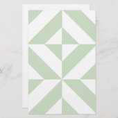 Papeterie Sage Green Geometric Deco Cube Pattern (Devant / Derrière)