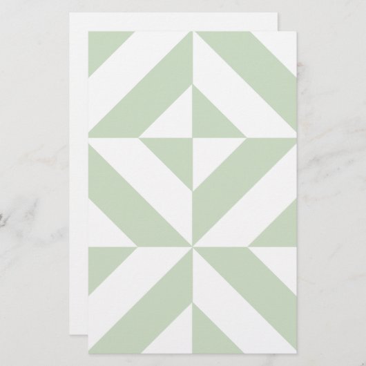 Papeterie Sage Green Geometric Deco Cube Pattern (Devant / Derrière)