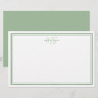 Sage Vert Minimaliste Simple Monogramme Deux Bordu