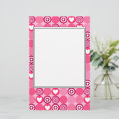 Papeterie Saint-Valentin Motif jolis coeurs roses et fleurs  (Debout devant)