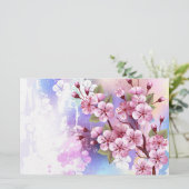 Papeterie Sakura rose sur la peinture Arrière - plan (Debout devant)