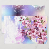 Papeterie Sakura rose sur la peinture Arrière - plan (Devant / Derrière)