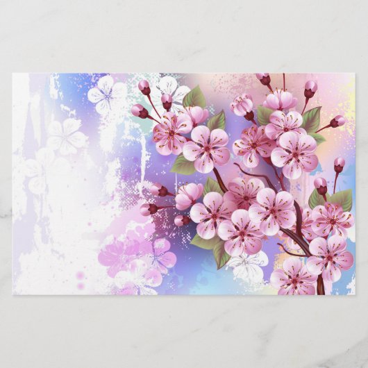 Papeterie Sakura rose sur la peinture Arrière - plan (Devant)