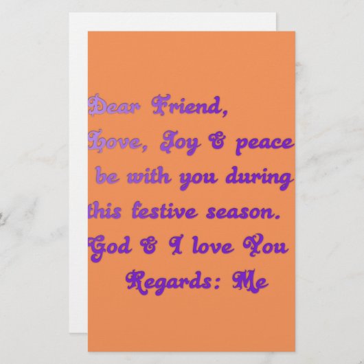 Papeterie Salutation de la saison festive "Cher ami" (Devant / Derrière)
