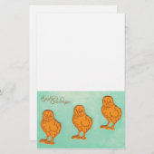 Papeterie Salutations de Pâques Chicks Vert (Devant / Derrière)
