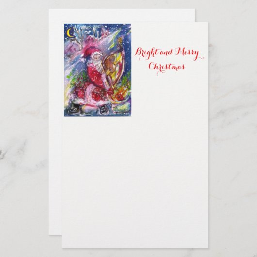 Papeterie SANTA CLAUS JOUER LA CHEVAUCHE EN LUNDI Noël (Devant / Derrière)