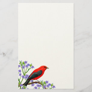 Papeterie sauvage d'oiseau de Tanager d'écarlate