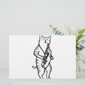 Papeterie Saxophone Instrument Musique Jazz Cat Post-it Note (Debout devant)