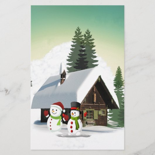 Papeterie Scène des neiges de Noël (Devant)