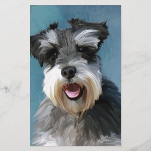 Papeterie Schnauzer Miniature peinture couleur de l'eau (Devant)