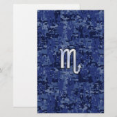 Papeterie Scorpio Zodiac Symbole de Navy Blue Camo (Devant / Derrière)