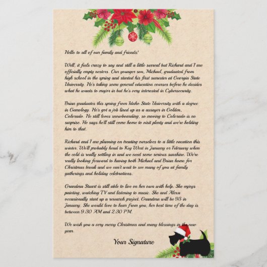 Papeterie Scottie Christmas Plaid Family Newsletter Custom S (Devant)