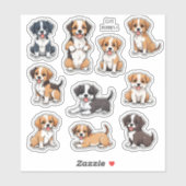 Papeterie Scrapbook Autocollants Chiots Mignons (Feuille)