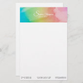 Papeterie Script d'aquarelle moderne Arc-en-ciel Pastel pape (Devant / Derrière)