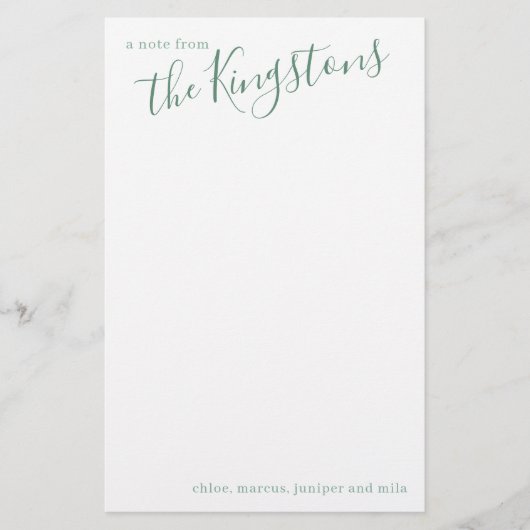 Papeterie Script Juniper Family Name (Devant)