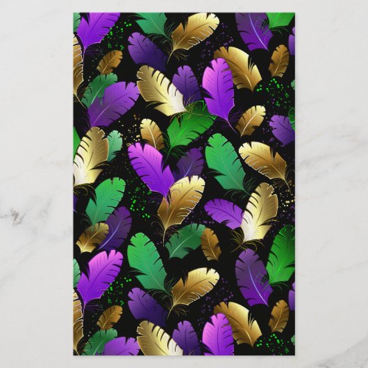 Papeterie Seamless Pattern with Mardi Gras feathers (Devant)