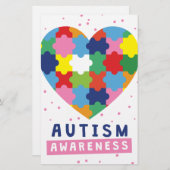 Papeterie sensibilisation sur l'autisme rose (Devant / Derrière)