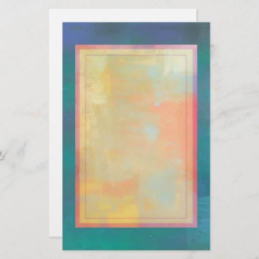 Papeterie Sérénité Abstraite verte et violette (Devant / Derrière)