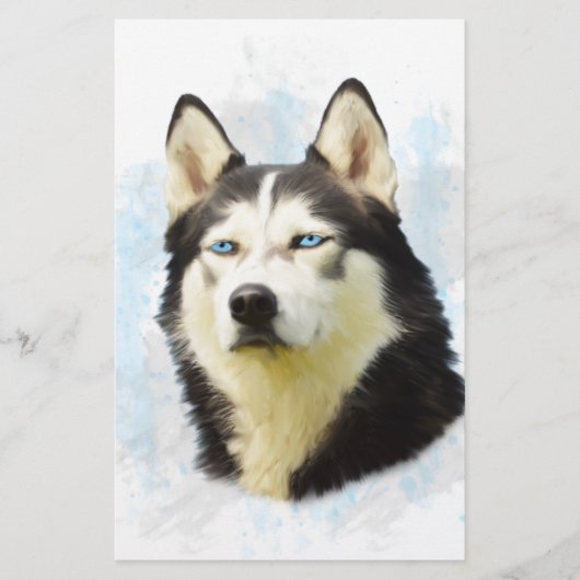 Papeterie Sibérie Husky Dog Eau Couleur Art Peinture (Devant)