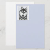 Papeterie Sibérie Husky (noir et blanc) Peinture Chien Art (Devant / Derrière)