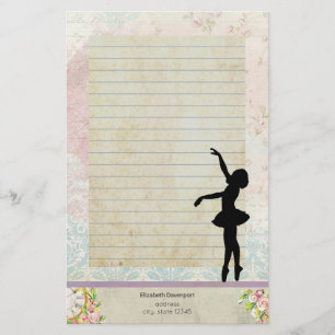 Papeterie Silhouette Ballerina sur Motif Vintage