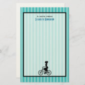 Papeterie Silhouette cycliste pour fille rétro (Devant / Derrière)