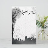 Papeterie Silhouette de la scène du cimetière d'Halloween (Debout devant)