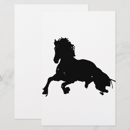 Papeterie Silhouette du cheval blanc noir (Devant / Derrière)