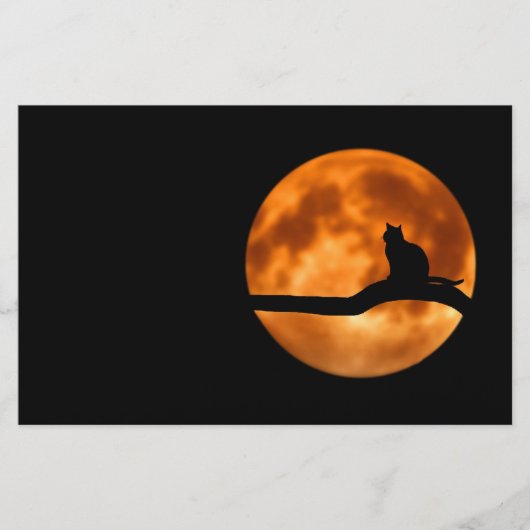 Papeterie Silhouette d'un chat noir dans un arbre (Devant)